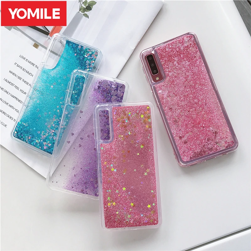 

YOMILE Soft TPU Liquid Quicksand Love Heart Glitter Case For SamSung A3 A5 2017 A6 A8 Plus A7 2018 A9 Luxury Silicone Cover A7
