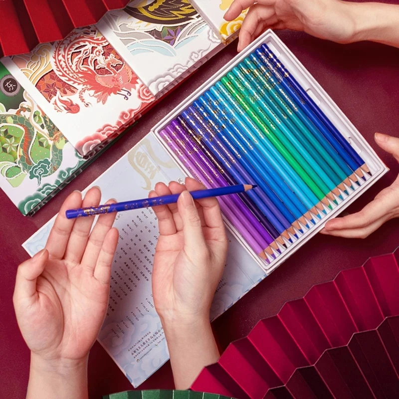 Andstal 50/100Colors Chinese Style Oil Color Pencils Professional Drawing Pencil Gift Box Phoenixcolor Colored Pencil For Artist
