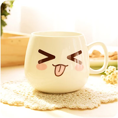 1 Ceramic Mugs Couples Cups Friends Gifts Office Coffee Milk Cups Ceramic Cup Creative Personality Cute Expressions Patterns - Цвет: 1