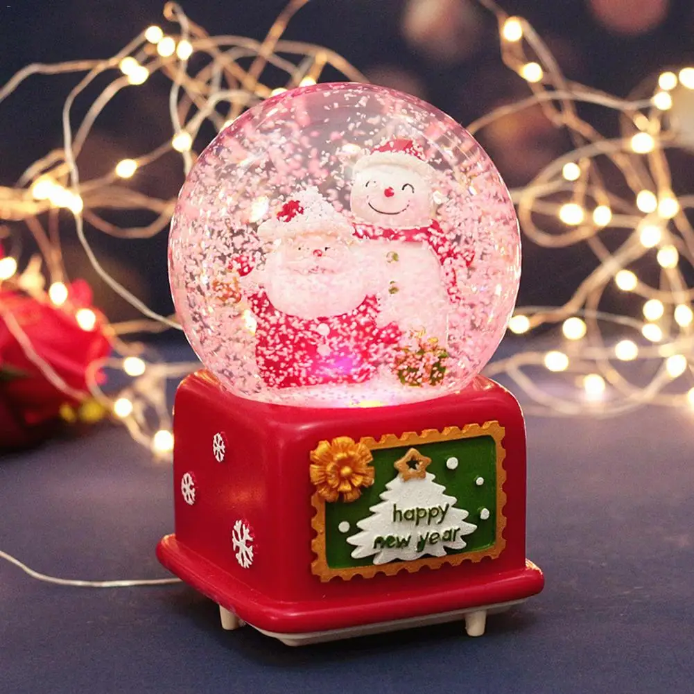 Hot Santa Claus Snow Globes Glass Crystal Ball Lighting Music Box Craft Home Desktop Decoration Christmas Wedding Birthday Gift
