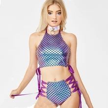 Бар Ds Gogo рейв костюм чешуя Русалки печати бикини Pold танец представление одежда сценическая одежда день рождения наряды для женщин DN4783