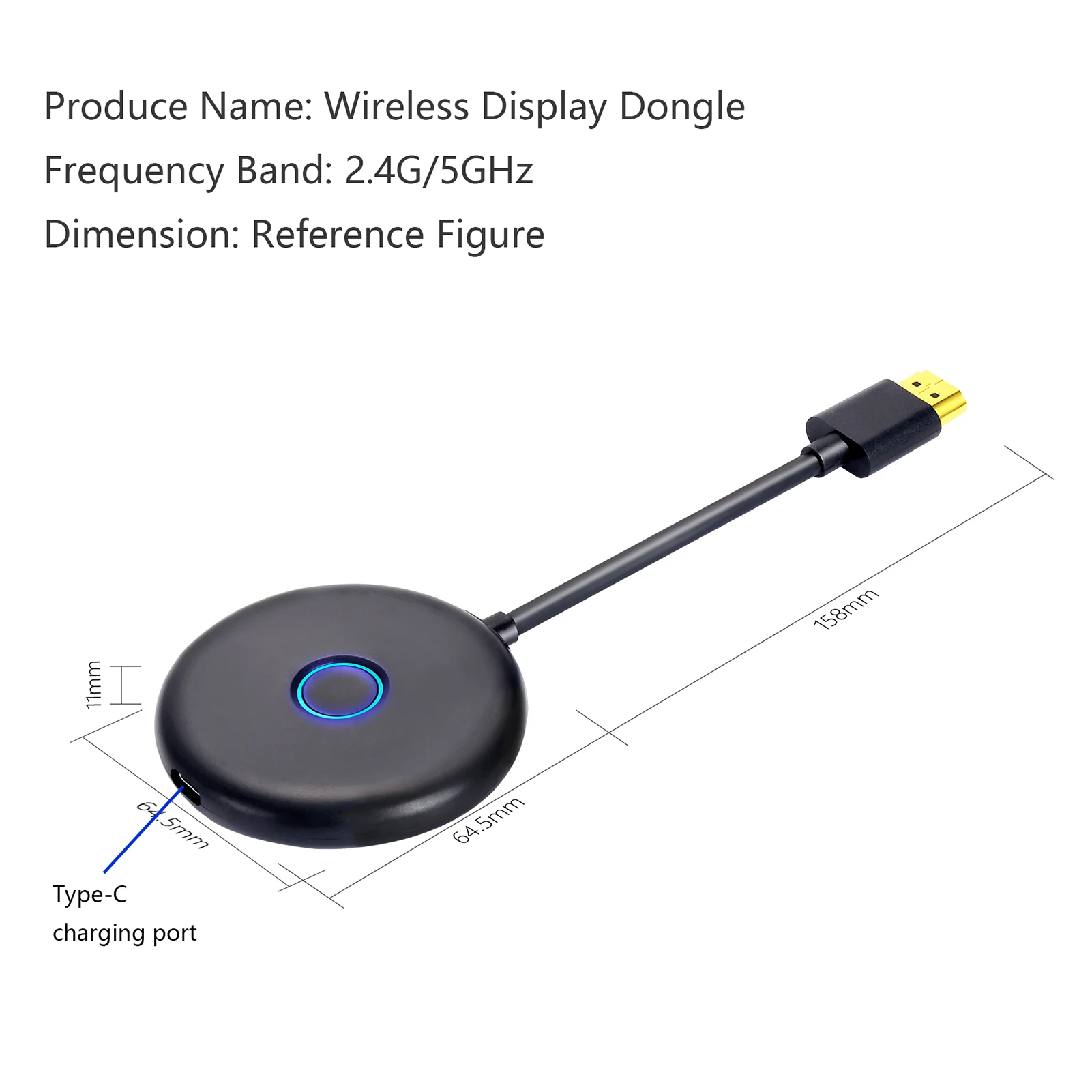 WiFi-Display-Dongle, tragbarer Dualband-Display-Empfänger, 2,4 G 5 G, kabelloses Ladekabel für Geräte mit gleichem Bildschirm_voghion.com