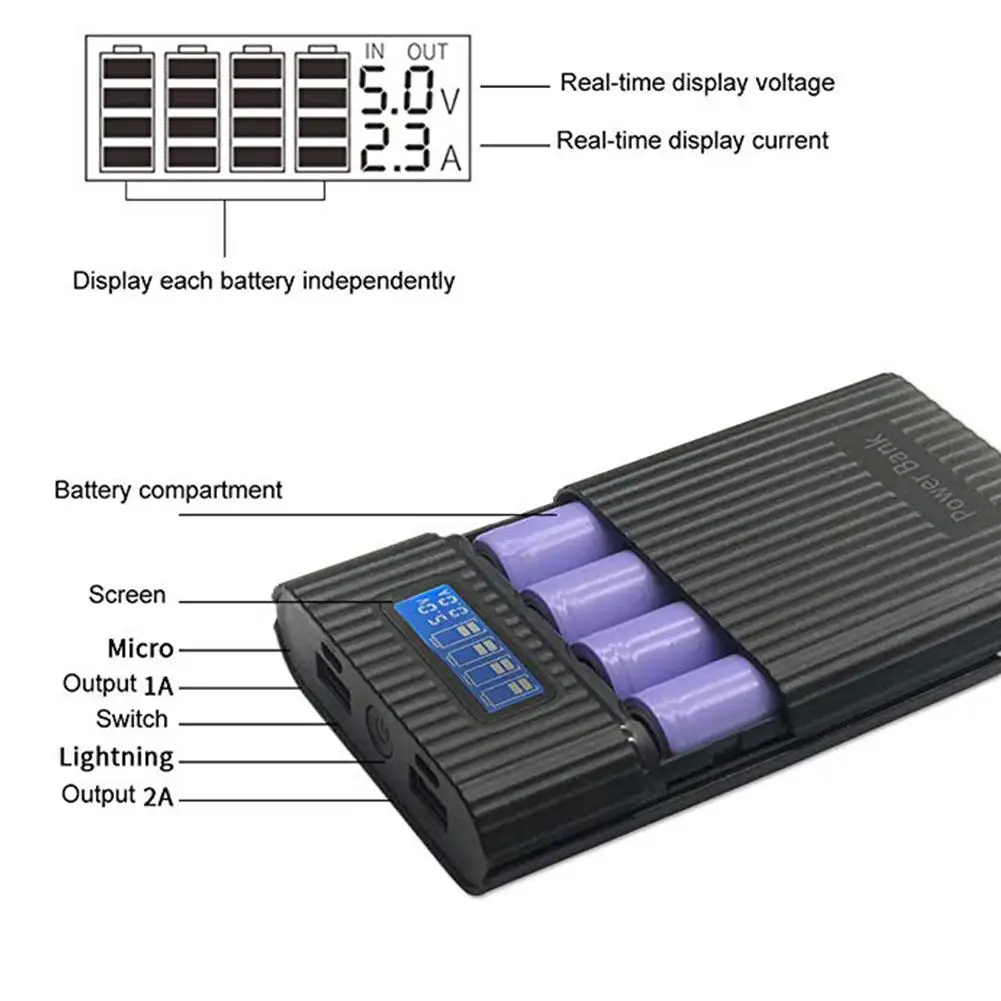 Без аккумулятора) DIY power Bank чехол 18650 USB зарядное устройство DIY внешний аккумулятор чехол Зарядное устройство оболочка для уличного смартфона