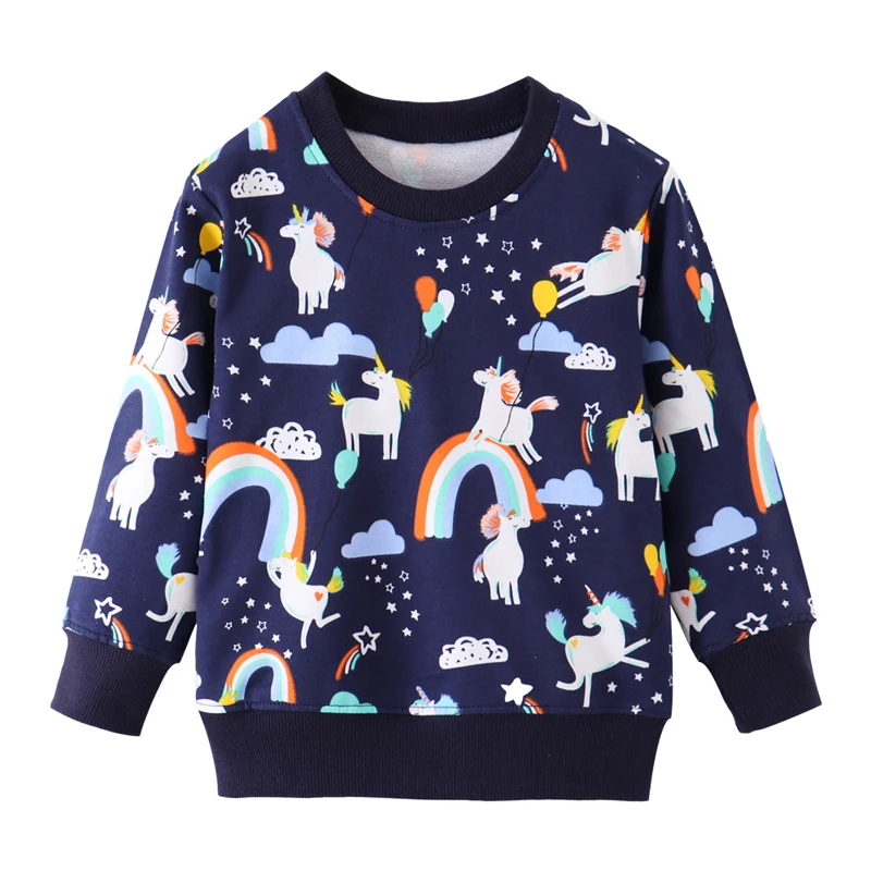 27kids 2-7years Animal Rabbit Appliques Girls Sweatshirts Child Kid Clothes Autumn Baby Girl's Clothing Boys Long Sleeve Tops - Color: 6017 same picture