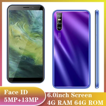 

Android Phones Quad Core Original 4G RAM 64G ROM K40 Smartphones Face ID 6.0" Big Screen 13MP Mobile Phone unlocked Celulars MTK