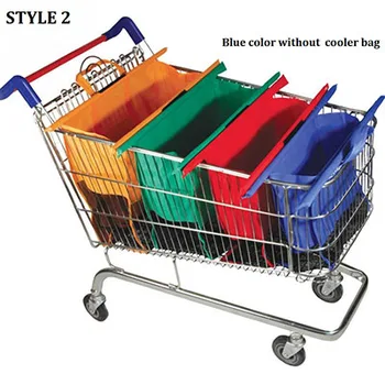 

4PCS/Set Cart Trolley Supermarket Shopping Bag Grocery Grab Shopping Bags Foldable Tote Eco-friendly Reusable Supermarket Bags