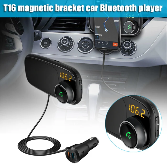 Популярный автомобильный Bluetooth fm-передатчик с магнитным держателем для телефона QC 3,0 зарядка MP3 музыкальный плеер NV99