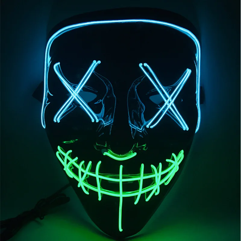 

Holiday Ball Double Color Luminous Mask Atmosphere Cheering Props Ghost Step Dance LED Flash Mask El Luminous Mask