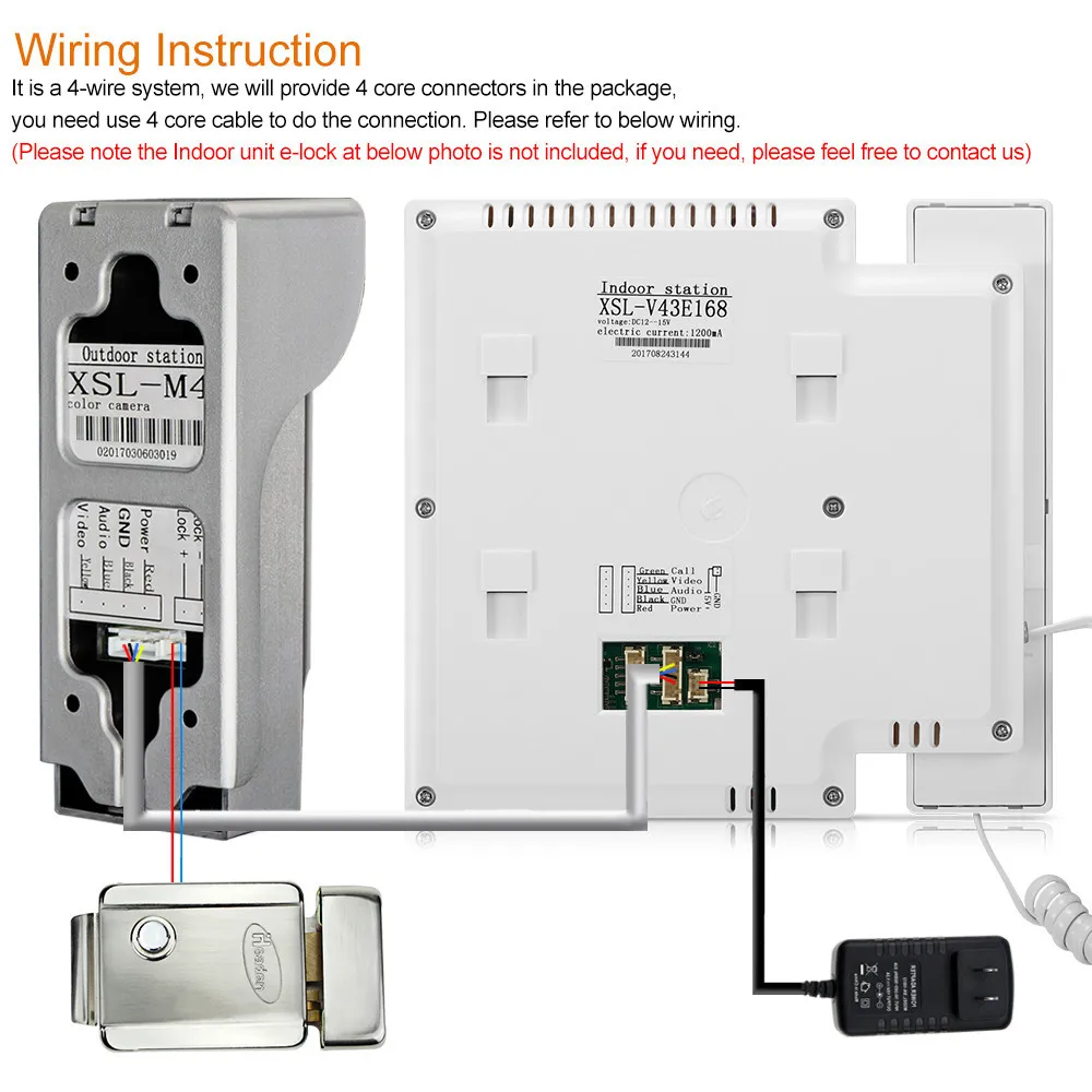 casa 700tvl wired video campainha intercom chamada 04