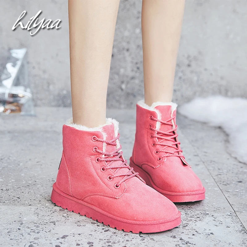 

2019 NEW winter Warm women snow boots Faux Suede Ankle Boots Warm plush insole solid Female snowboots Mujer Plush Shoes Woman