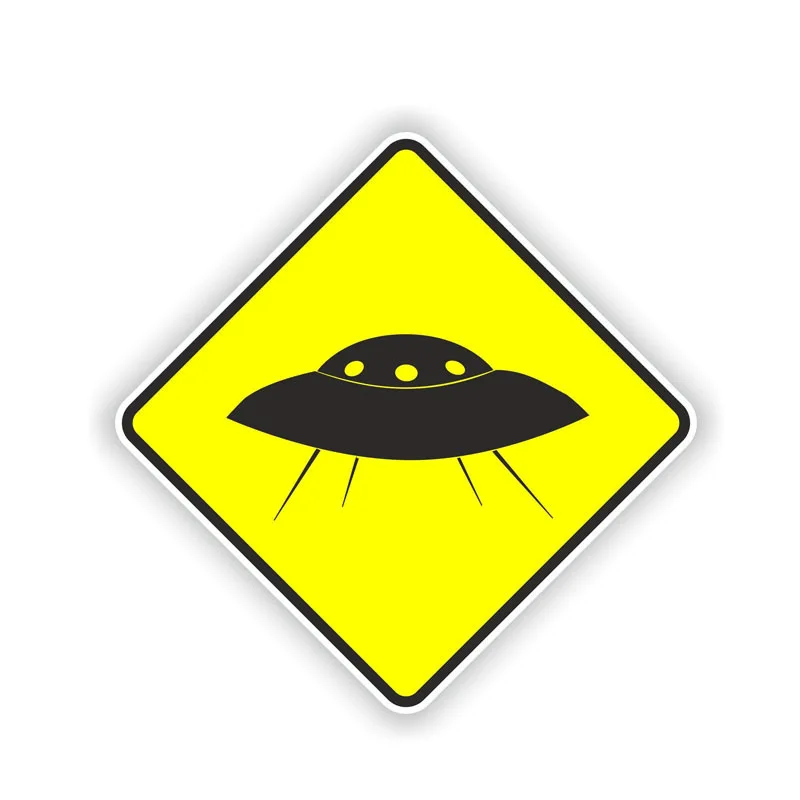 

Creative Car Stickers UFO Warning Yellow Car Styling PVC 12CM*12CM Vinyl Motorcycl Accessories Decoration