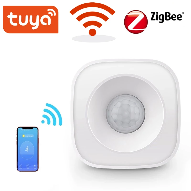 Tuya-Sensor de movimiento inalámbrico ZigBee/WiFi PIR, Detector infrarrojo,  alarma antirrobo de seguridad, Control por aplicación Smart life Compatible