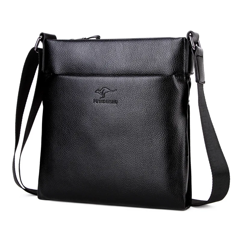 New Brand Solid Soft Leather Men Messenger Bag causal fashion Mens Business Shoulder Bag crossbody Bag male black Handbags