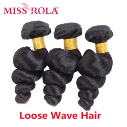 Miss Rola Hair Brazilian Loose Wave Hair Weave Bundles 100% Human Hair Natural Color 1/2/3/4 Loose Wave Hair Bundles Remy