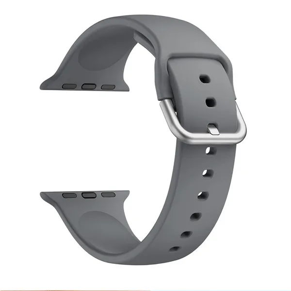 Чистый Силиконовый ремешок для часов Ремешок для apple watch, ремешок 42 мм, 38 мм, версия 1, 2, 3, ремешок на запястье для ремешки для часов iwatch 4 40 мм 44 браслет - Цвет: Dark gray