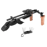 חיבור פלייט CAMVATE Rig תמיכה כתף Pro עם פלייט Manfrotto Quick Release & מאחז יד מעץ Dual C2421 חיבור רוזט (1)