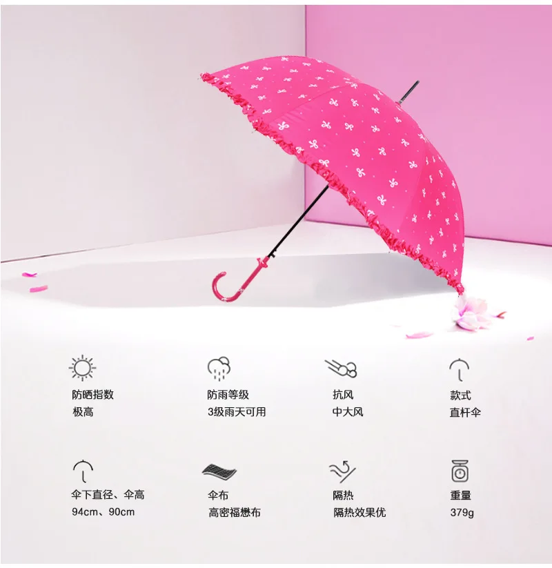 RST Umbrella Foreign Trade Export Europe Women's Bow Pleated Lace Apollo All-Weather Umbrella