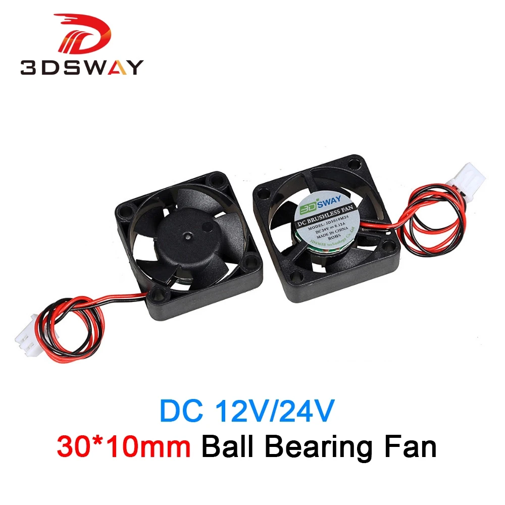 Peças de impressora 3d dc 3dsway 12v/24v dual ball bearing fan de alta velocidade 10000rpm 30*10mm 3010 fios XH2.54-2P radial ventiladores de refrigeração