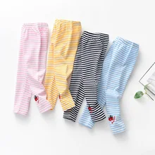 Леггинсы для девочек осенняя одежда г. Новые стильные леггинсы в полоску для девочек верхняя одежда в Корейском стиле весенне-Осенняя детская одежда