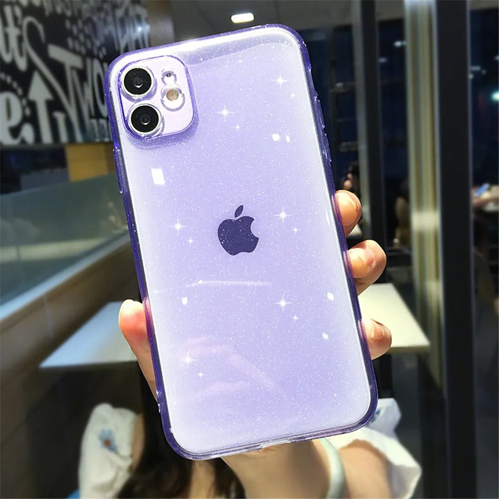 Candy Color Glitter Transparent Phone Case For iPhone 13 11 12 Pro 12 Mini X XR XS Max SE 2020 7 8 Plus 6 6s Soft Silicone Cover iphone 13 wallet case