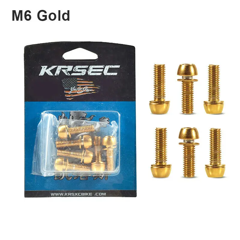 M6 Gold Титановый шток M5/M6 MTB велосипед титановый покрытый дорожный горный велосипедный руль из нержавеющей стали винт велосипедные аксессуары - Цвет: M6 Gold