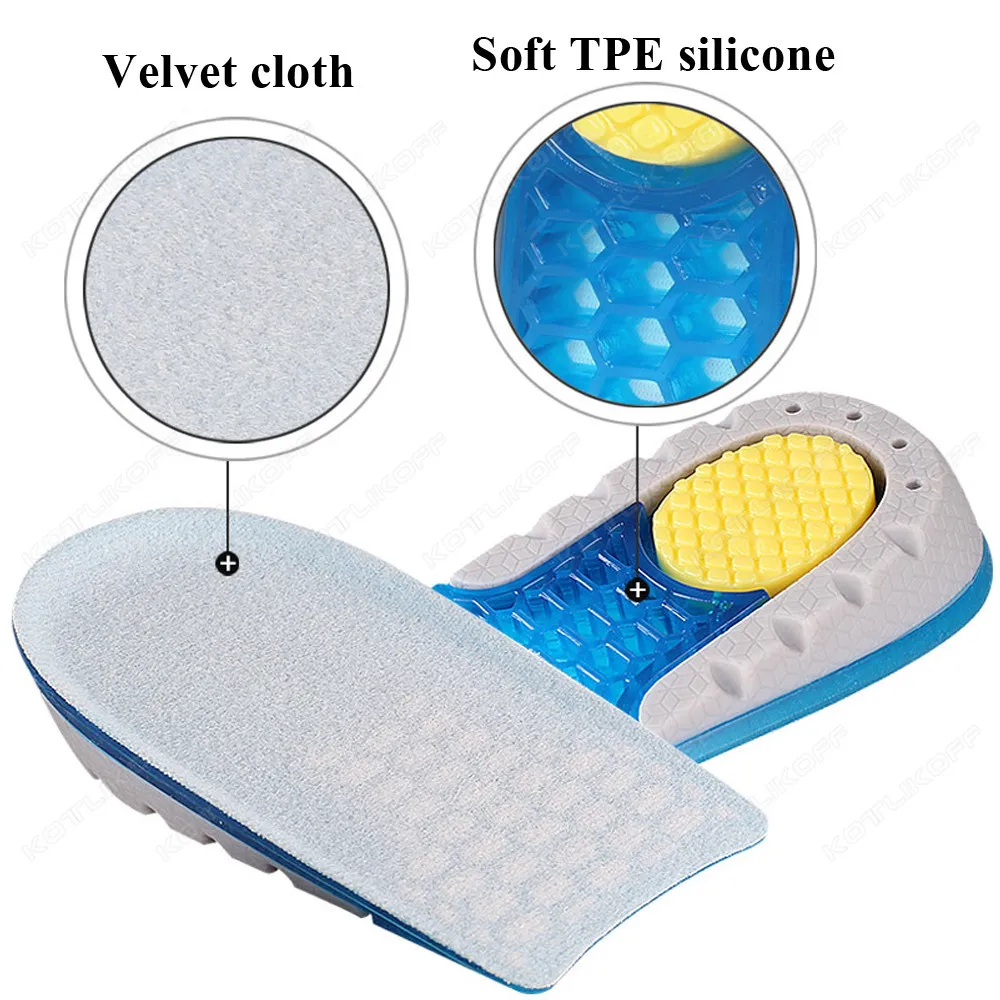 Invisible Height Increase Insole 1.5/2.5/3.5cm Men Women Silicone Gel Heel Pads Height Cushion Damping Relieve Heel Pain