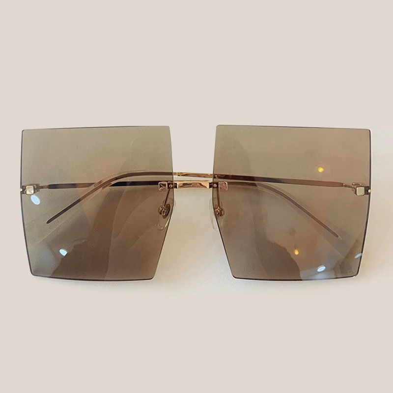 No.5 Sunglasses Винтажные Солнцезащитные очки больших размеров, женские брендовые дизайнерские Квадратные Солнцезащитные очки без оправы, UV400 - Цвет линз: No.5 Sunglasses