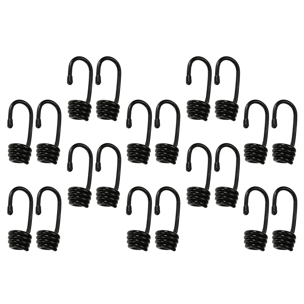 20Pcs Bungee Shock Cord Hook Spiral for 10mm Elastic Ropes Luggage Straps