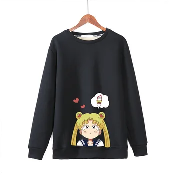 

Women Sweatshirt Hoodie Korean Harajuku Patchwork Wool Pullover Sweatshirts Women Fashion Hooded White