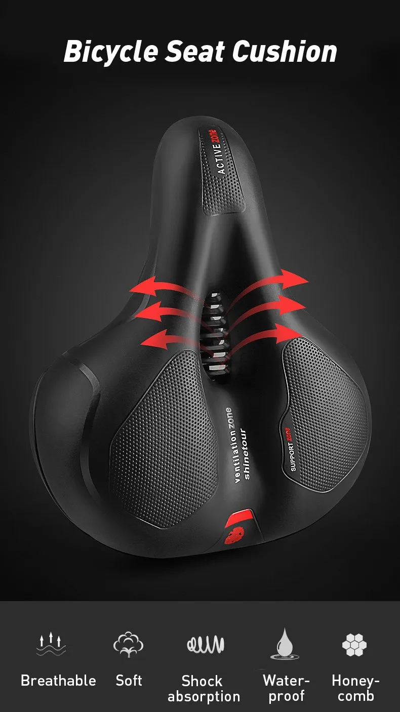 Bicycle Seat Saddle Shock Absorption Comfortable Hollow Design Bicycle Seat Cushion Waterproof Cycling Bike Saddle Seat