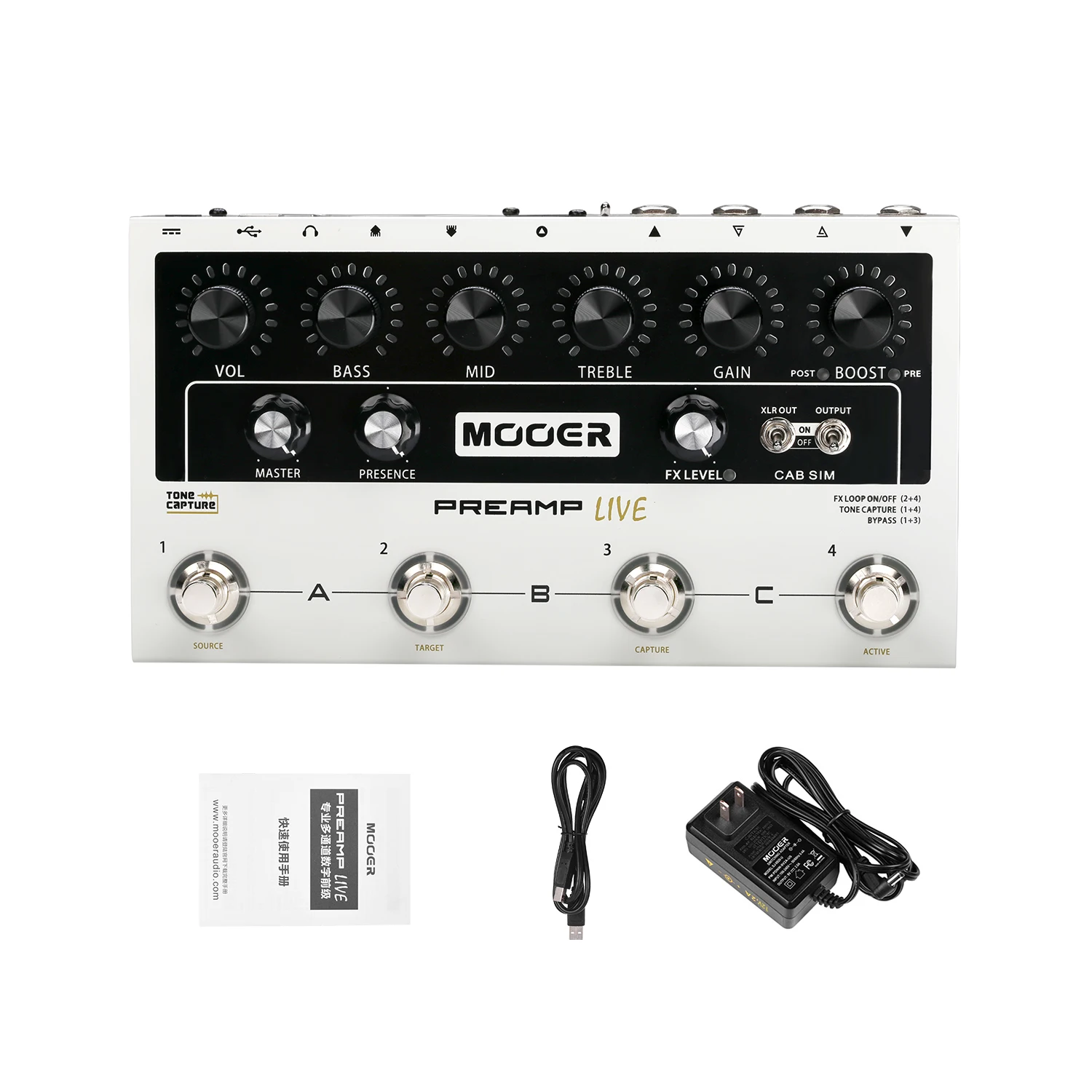 MOOER предусилитель LIVE профессиональная цифровая педаль предусилителя 12 каналов Pre& Post усилитель динамик кабинет моделирование
