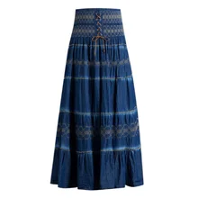 

Corset Jean Skirt Women's Denim Maxi Skirt Stretchy High Waist Party Casual 2022 Long Summer Skirt Pleated Jupes Femme