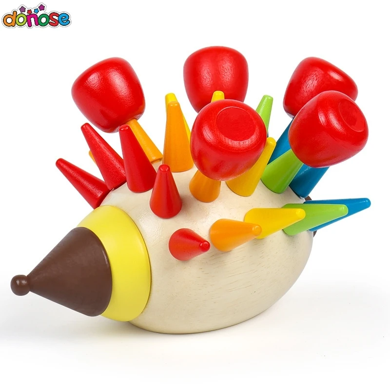 DIY magnetic colorful Hedgehog knocked toys wooden building blocks children early childhood education Toys 0-1-2 Years
