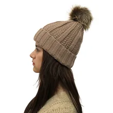 Женская зимняя шапка шапочка с помпоном шапка бини шапка-собачка כבsolid Solid однотонная вязаная шапка с рисунком зимняя пушистая Толстая теплая Бейсболка# H