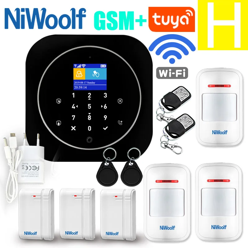 GSM сигнализация Wi-Fi GSM сигнализация домофон дистанционное управление Автонабор 433 МГц детекторы IOS Android Tuya приложение управление сенсорная клавиатура - Цвет: H