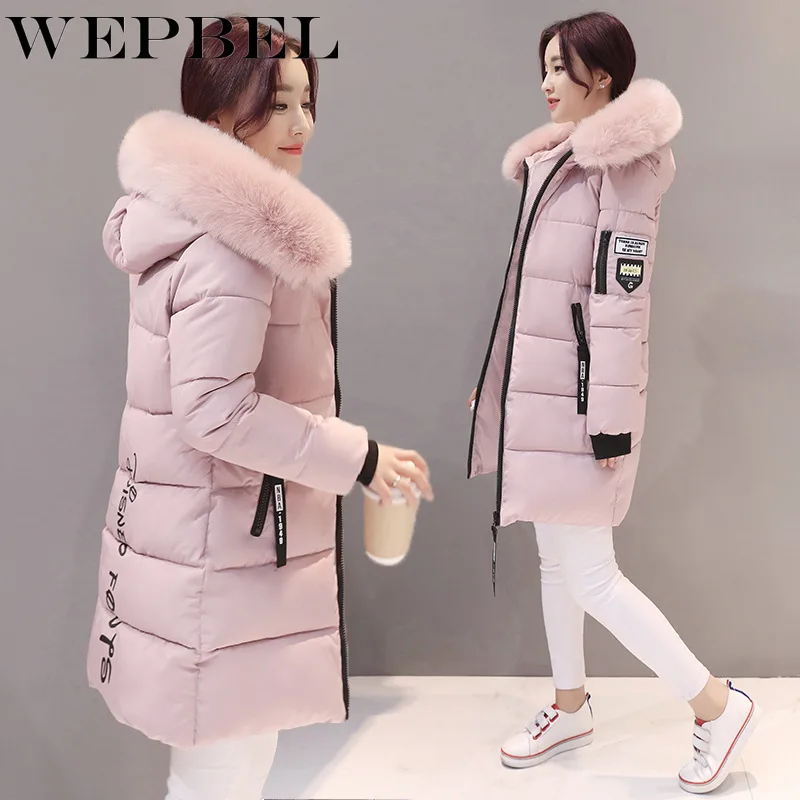 WEPBEL Женская мода зима с капюшоном вниз хлопок-ватник куртка теплые пальто