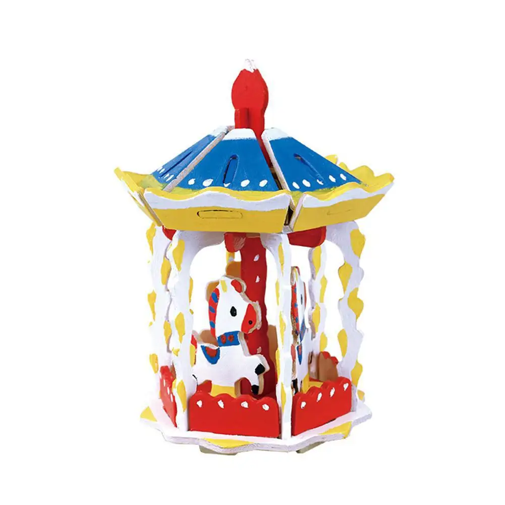 carousel DIY картина головоломка игрушки сборка деревянная игрушка малыш Раннее Обучение строительный узор подарок для детей - Цвет: carousel