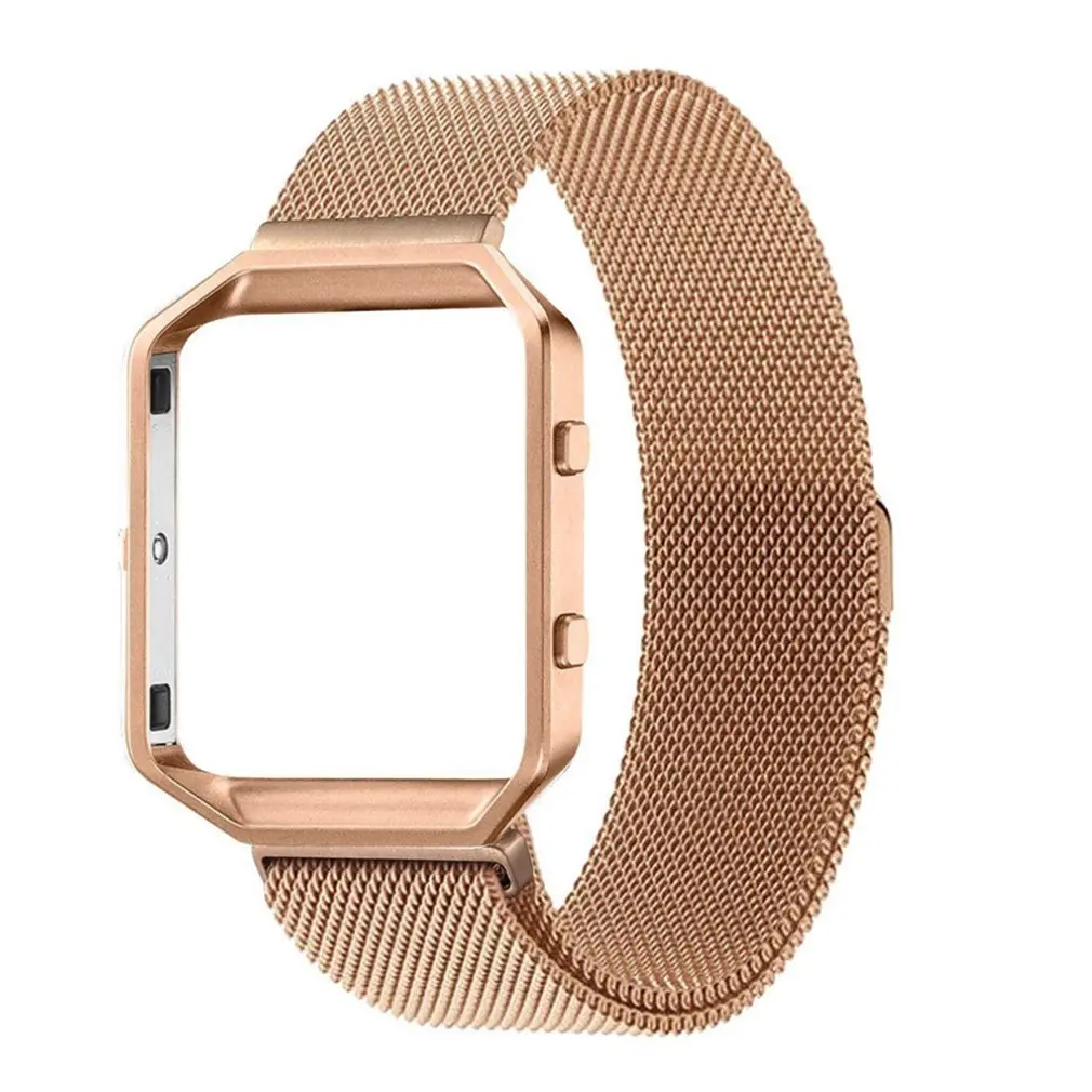 Сетчатый ремешок, металлический каркас для Fitbit Blaze, ремешок для часов, нержавеющая сталь, черный, розовый, золотистый, серебристый, магнитная застежка, браслет