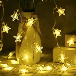 1/3 м 10/20 светодиодный звездный свет шнура с пересекающимися мигающими звездами гирлянды Батарея питание Рождественские огни лампы для