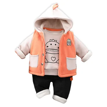 

Winter Baby Cartoon Clothes Children Boys Girls Thick Hooded Jacket T Shirt Pants 3Pcs/set Toddler Hoodies Kids Casual Tracksuit