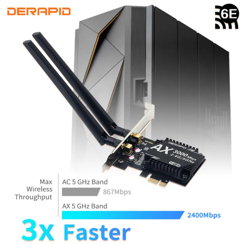 3000 Мбит/с двухдиапазонный WiFi6E Intel AX210 беспроводной настольный PCIe адаптер Bluetooth 5 2