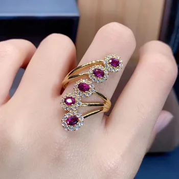 

Natural And Real Garnet Ring Wedding Engagement Rings for Women 925 sterling silver Ring