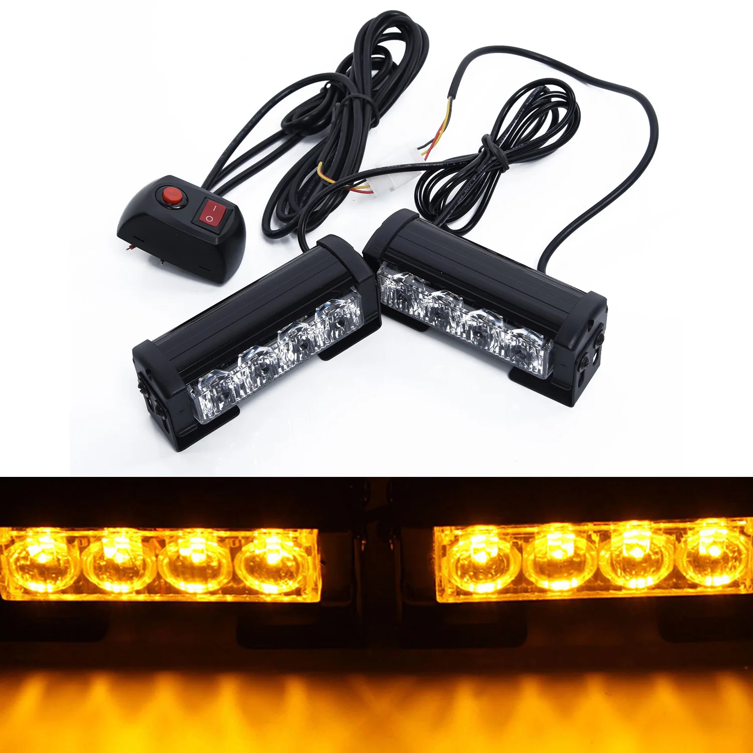 2x12 V 4LED Янтарный проблесковый автомобиль грузовик мигающий аварийный решетчатый барный фонарь