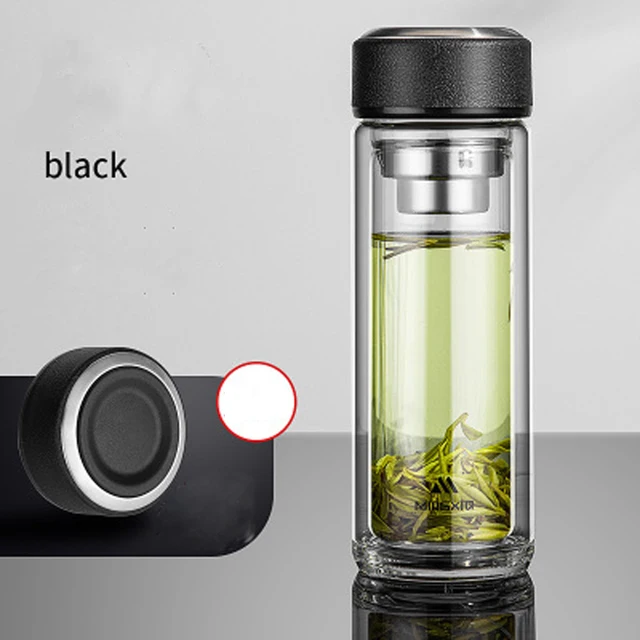 Insulation Cup Double Glass Insulation Cup Portable Cup Insulation Tea Cup With Cover Filter Tea Cup For Household B20080 black