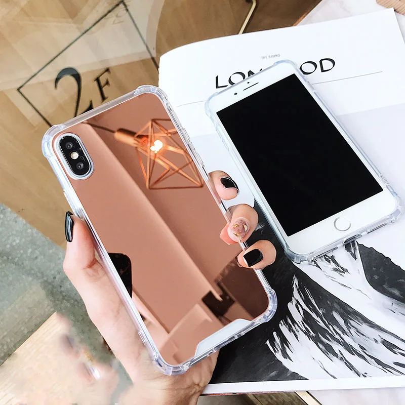 Фото Зеркальный ТПУ чехол для телефона iPhone 11 12 Pro Max XR X 10 XS 7 8 6 6s Plus 12 mini Роскошный подарок ударопрочный чехол для задней панели №3