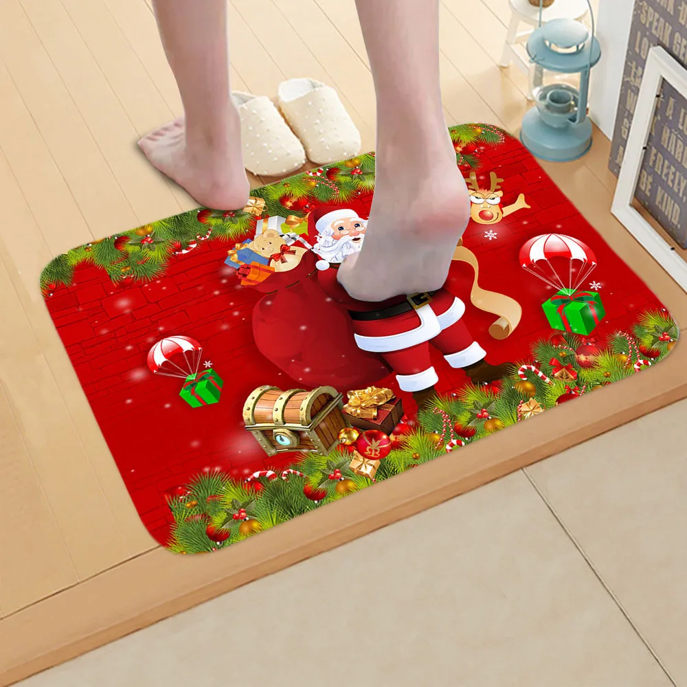 Коврик с рождественским дизайном, дверной коврик с принтом Санта Клауса, Противоскользящий коврик для ванной комнаты, домашний декор, внутренний коврик, коврик для входной двери, подарок на год