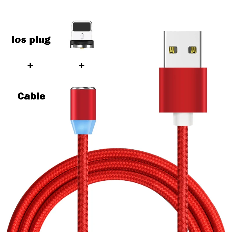 Магнитный Micro USB кабель для быстрой зарядки, 3 А, для iPhone, samsung, кабель для передачи данных, магнитный кабель для зарядки, usb type-C, кабель для мобильного телефона - Цвет: Red for Ios