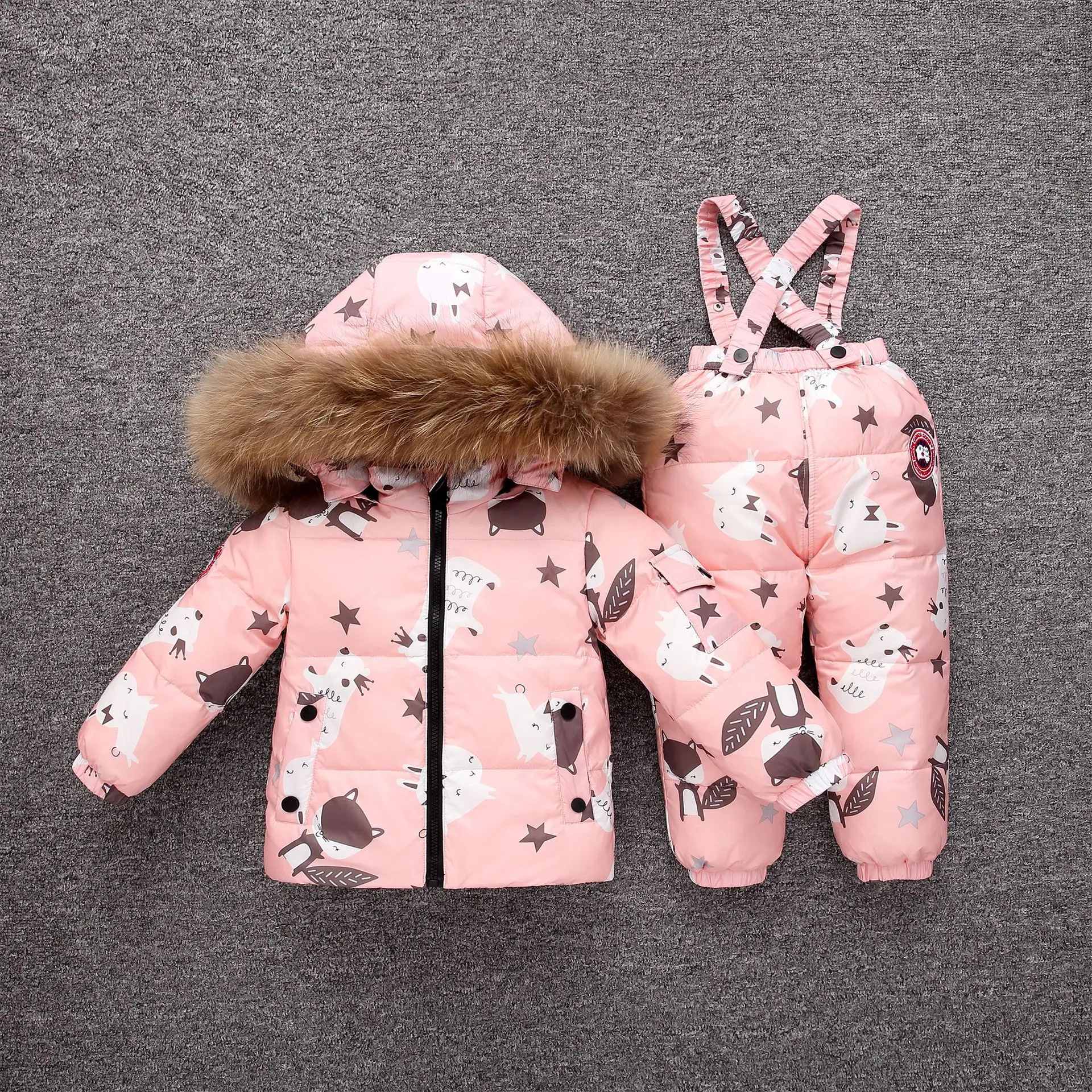 Boy Clothes Baby Girls Clothing Sets Sports Suits White Duck Down Outfit Newborn Christmas Autumn Winter 6-24 Monthes Ski Suit - Цвет: Pink