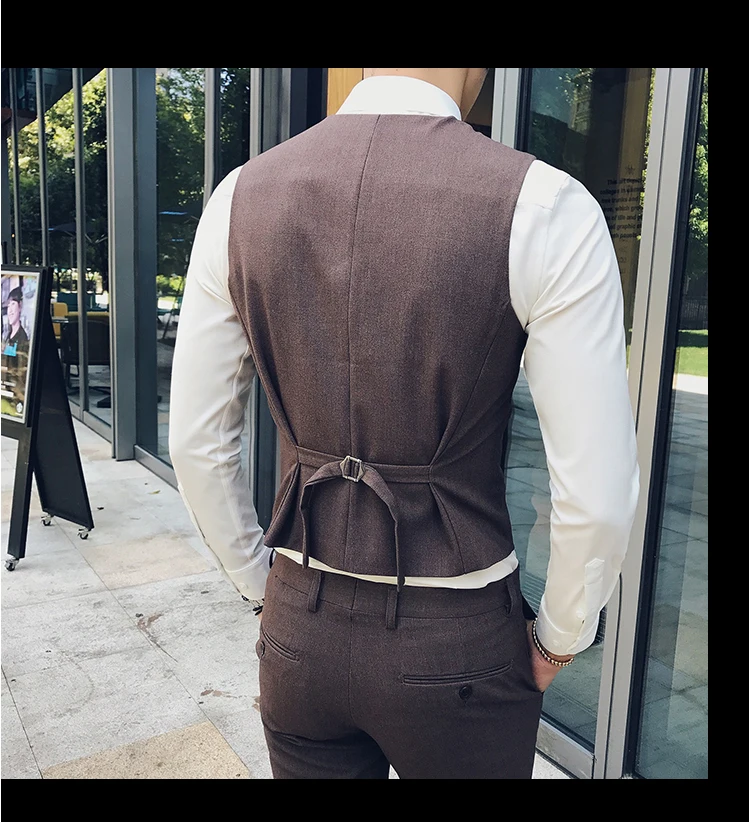 Модный мужской костюм комплект Slim Fit Комплект из 3 предметов, костюм-смокинг Свадебный, выпускной, для жениха, строгая одежда, костюмы пиджак для костюма Masculino(куртка+ брюки+ жилет