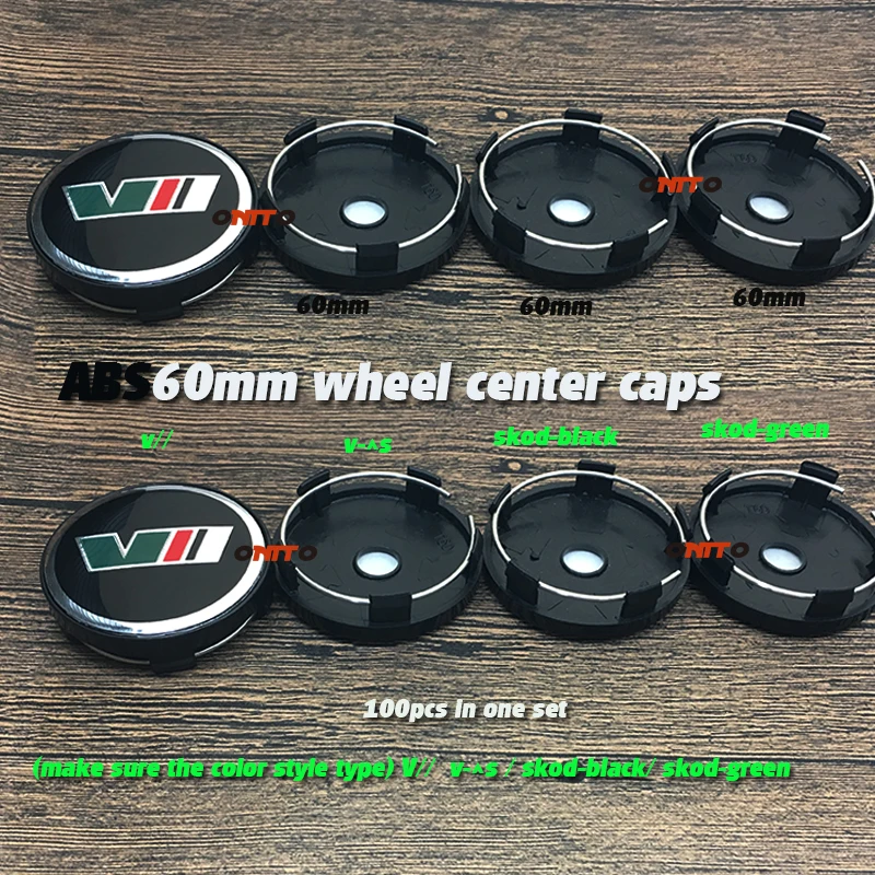 

styling 100pcs 60MM black base 2.36inch Car Wheel Center Cap Rim Cover Cap Emblem for Superb Yeti Roomster Octavida Bora